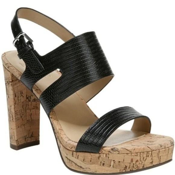 Naturalizer Marla Heel Sandals Black Lizard -6.5 - Picture 5 of 8